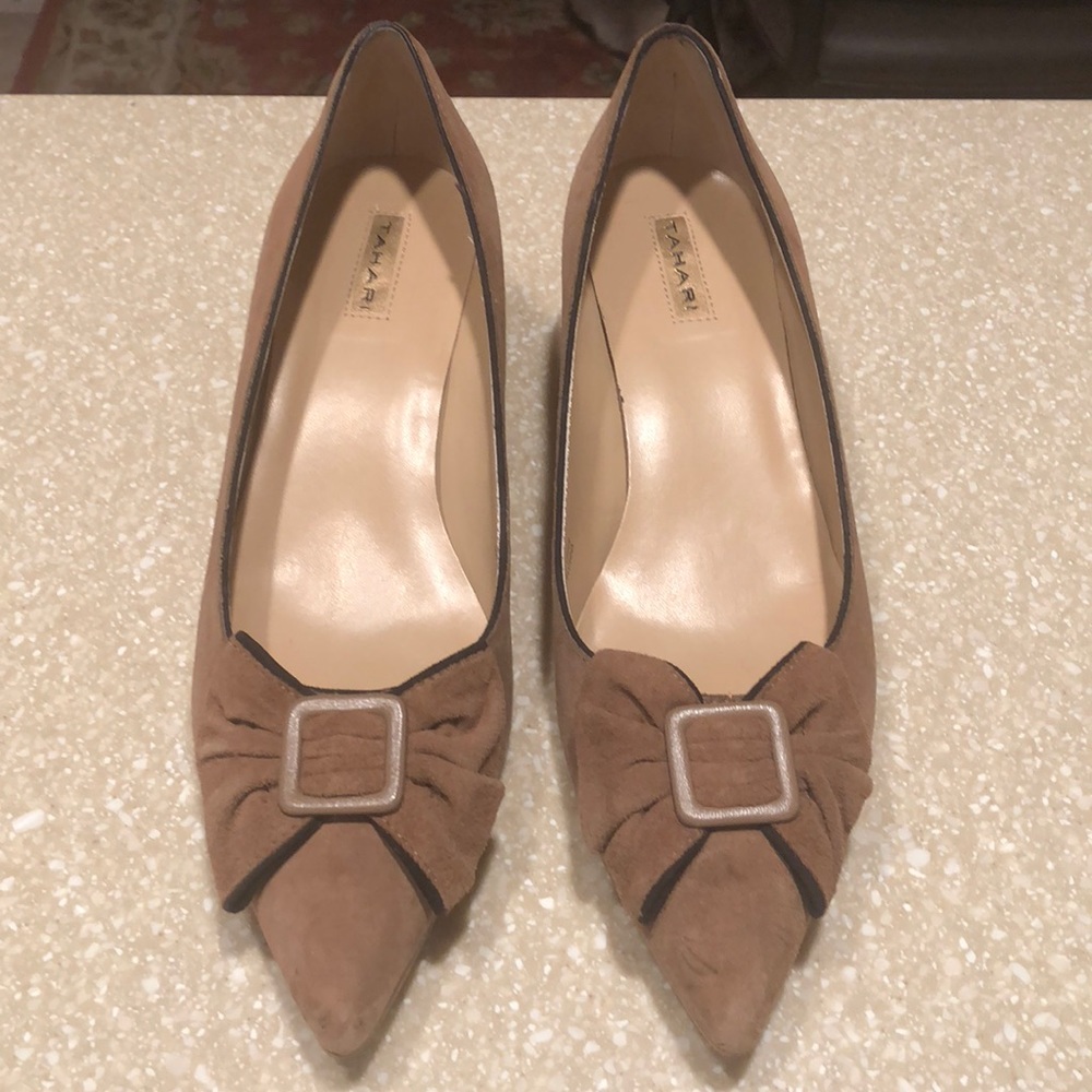 Tan suede heels